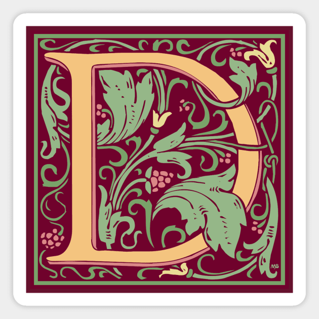 William Morris Vintage Letter D Magnet by MatchbookGraphics